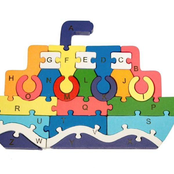 Vzdělávací dřevěné puzzle - parník