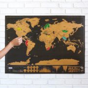 Stírací mapa světa deluxe - černá