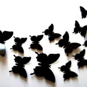 3D motýlci na zeď - černá