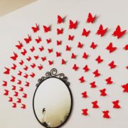 3D motýlci na zeď - červená