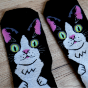 Veselé ponožky s kočičkou - černé
