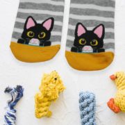Veselé kočičí ponožky - šedé
