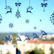 Vánoční nálepky na okno - sobí spřežení