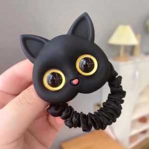 Gumička do vlasů s kočičkou - černá