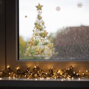 Vánoční nálepky na okno - zlaté ozdoby